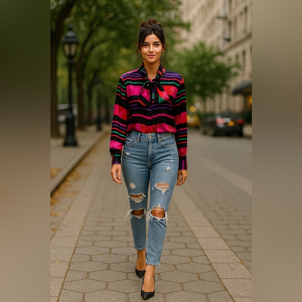 80's Colorful Vintage Blouse